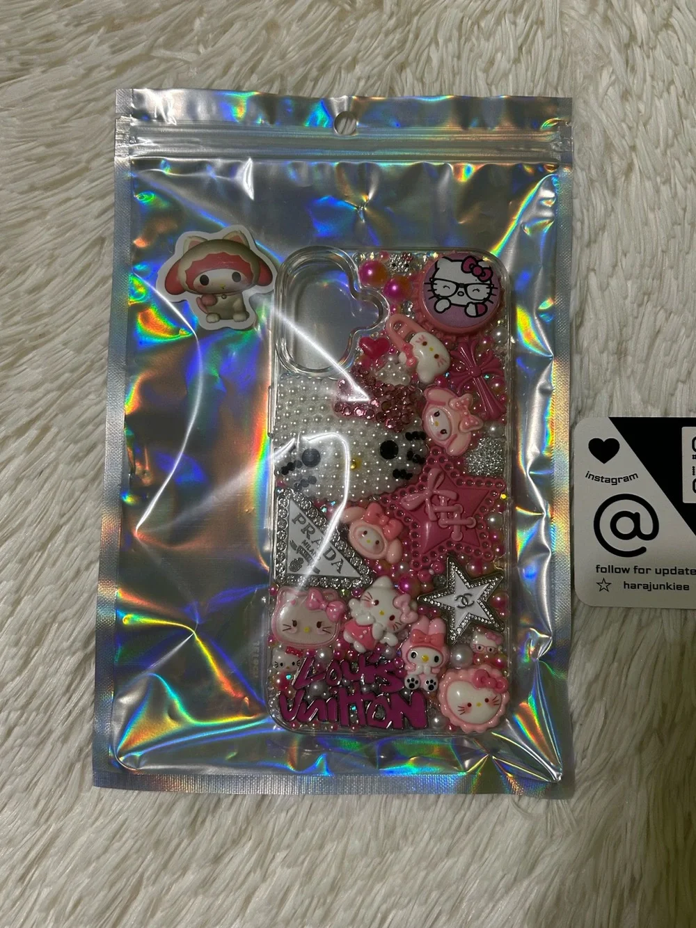 Handmade iPhone 16 Plus Junk Case Pearl Bling Hello Kitty Kawaii Luxury Pink Y2K